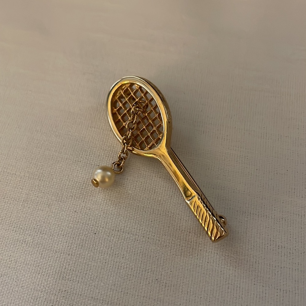 Estate jewelry tennis racket brooch